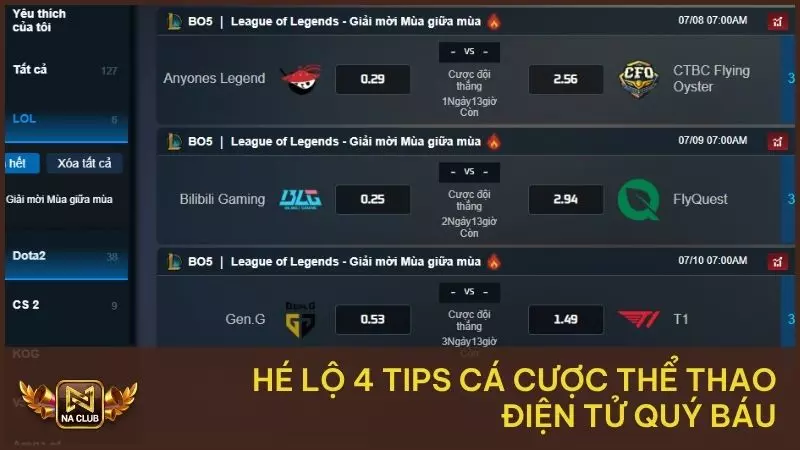 Cá Cược Thể Thao Điện Tử – Hình Thức Giải Trí Đỉnh Cao 3 Hé lộ 4 tips cá cược thể thao điện tử quý báu